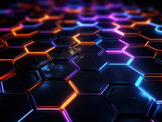 Wall Mural - Luxurious Gradient neon hexagonal background