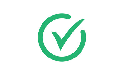 Poster - Checkmark icons tick .green check mark icon on white background. Circle shape yes correct button vector illustration graphic