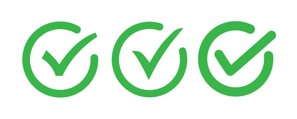 Aufkleber - a greenish circle check mark icon. greenish check mark icon, greenish tick mark in circle symbol. gr