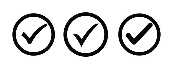 Aufkleber - black check mark vector icon set on white background. checkmark illustration. correct vote choose, g