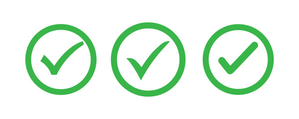Aufkleber - green check mark vector icon set on white background. checkmark illustration. correct vote choose, g