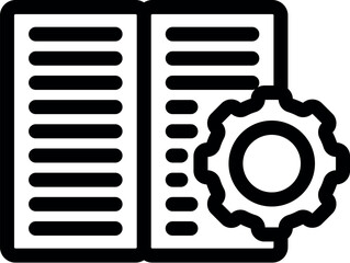 Poster - Simple icon of an open book with a gear, symbolizing the concept of knowledge management