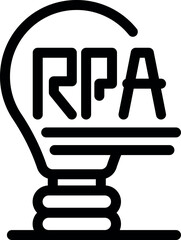 Poster - Light bulb containing the acronym rpa, representing the concept of robotic process automation as a technological innovation