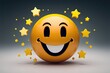 © Michael - Ecstatic Three-Dimensional Emoticon with Smiley Face and Stars