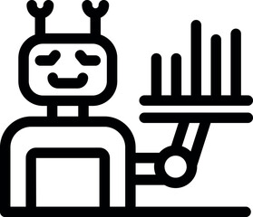 Poster - Happy robot holding growing bar chart representing successful business analysis