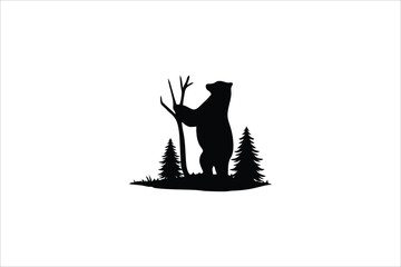 Wall Mural - Brown bear wild black silhouette animal. Vector Illustrator.