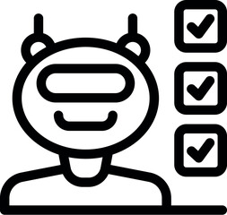 Poster - Simple icon of a chatbot successfully completing tasks, symbolized by check marks