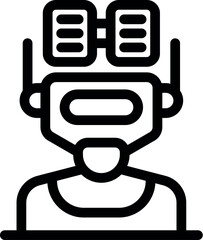 Poster - Robot using solar energy with antennas on head, artificial intelligence icon