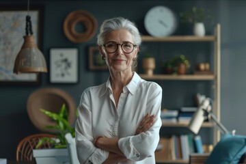 Wall Mural - Confident mature businesswoman in home office.