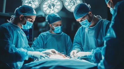 Poster - A group of surgeons are performing a surgery on a patient