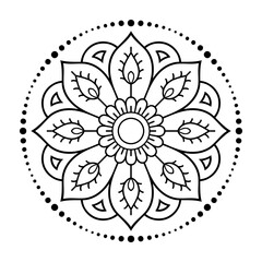 Wall Mural - circular pattern in form of mandala with flower for henna, mehndi, tattoo, decoration. decorative or