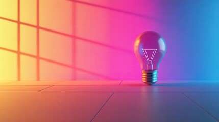 Wall Mural - Lightbulb with Neon Gradient Background and Window Shadow