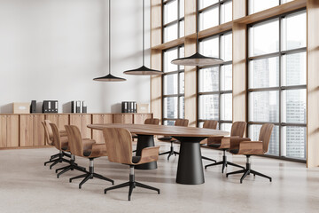 Sticker - Modern conference room with wooden interior design. 3D Rendering