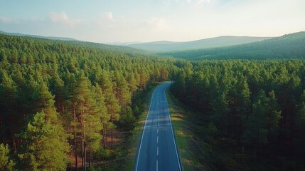 Wall Mural - A road with trees on both sides and a clear blue sky