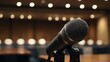 © M.Taufiq - microphone focus photo on stage made by AI generative