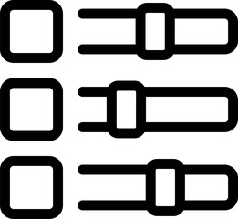 Poster - This minimal vector icon set features three horizontal sliders with square handles, perfect for representing volume controls or other adjustable settings