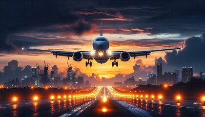 Canvas Print - plane over the city