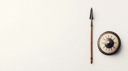 Spear and Shield on White Background