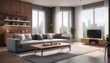 Photo modern style interior room 3d illustration