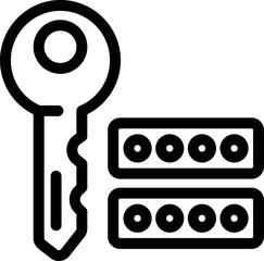 Poster - Simple black and white vector icon of a key unlocking a two factor authentication system