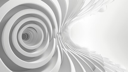 Poster - Abstract White Curved Structure with Circular Elements
