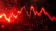 © Ali - The display shows a stock market exchange trading graph with indicators of financial loss and crisis. The candlestick chart illustrates a stock market crash with a red price decline, highlighting sign
