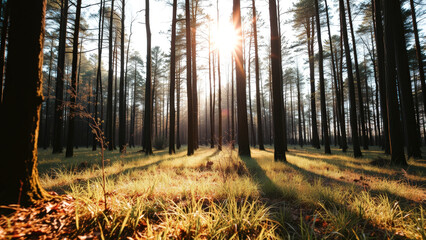 Wall Mural - Sunbeams through the trees