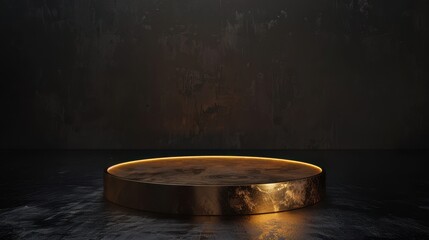 Aufkleber - Glowing Golden Podium on Dark Textured Surface