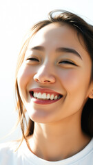 Canvas Print - Happy Asian Woman with a White Smile