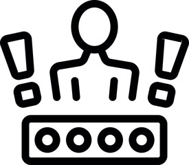 Poster - Stylized person is standing behind a desk, seemingly overwhelmed by the sheer volume of information coming their way, symbolized by exclamation marks