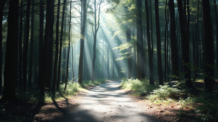 Wall Mural - Sunbeams in the Forest