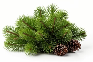 cristmas pine branch isolate on white background. generative ai