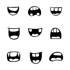 Wall Mural - Mouth Monster Cartoon Icon Collection. Hand drawn style. isolated illustration