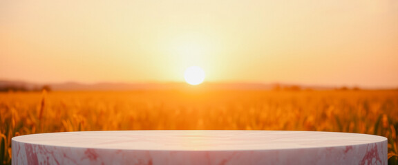 Poster - Marble Product Display with Sunset Background