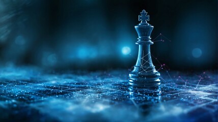 Digital illustration chess piece chessboard made glass has Leade