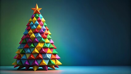 Colorful abstract Christmas tree made of vibrant geometric shapes