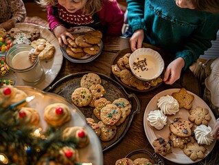 gifting homemade cookies to each other.