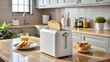 © Four888 - A Modern White Kitchen Appliance With Two Slots For Toasting Bread Sits On A Clean And Tidy Counter Top.