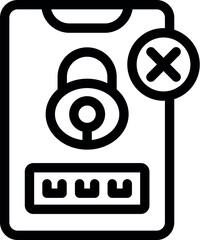 Poster - Line art style icon of a smartphone with a wrong password and a closed padlock, representing the concept of cybersecurity