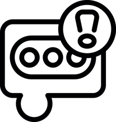 Poster - black and white line art vector icon of an extension cord showing a warning sign with an exclamation