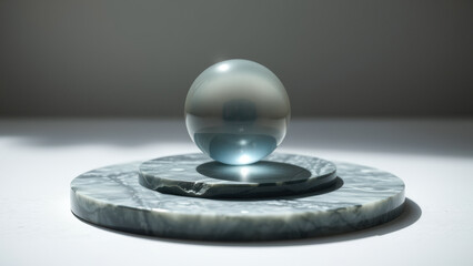 Canvas Print - Glass sphere on a marble base