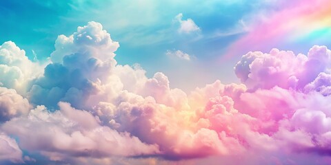 Wall Mural - soft and dreamy pastel cloud sky background with vibrant colors perfect for a surreal scene