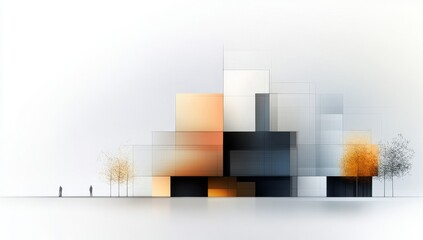 A simple white background with a blurred wireframe of an urban cityscape