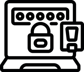 Poster - Simple vector showing secure login on computer using password and keycard