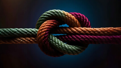 Team rope diverse strength connect partnership together teamwork unity communicate support. Strong diverse network rope team concept integrate braid color background cooperation empower power.