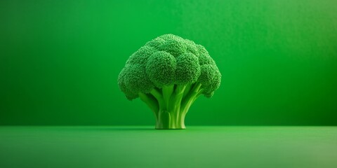 Abstract Broccoli: Organic Green Vegetable Symbol for Healthy Eating and Food Safety. Minimalist Design with Elegant Gradients for Marketing, Nutrition Concepts, and Culinary Themes. Creative Template