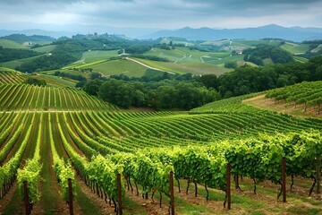 Scenic Vineyard Scene with Luscious Grapes Ready for Harvest