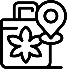 Poster - Geolocation icon is marking a bag with a cannabis leaf on it