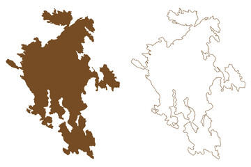 Kaurissalo island (Republic of Finland) map vector illustration, scribble sketch Kaurissalo map