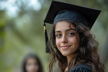 A graduate posing with a childhood photo, showing how far they have come